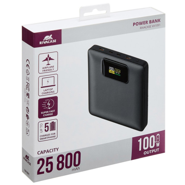Фото - Батарея мобільна RIVACASE 25800 mAh Black (VA1091 (Black))