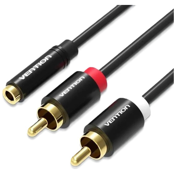Фото - Кабель 3.5 мм - 3.5 мм Vention 3.5 мм - 2хRCA (F/M), 1m Black (VAB-R01-B100)