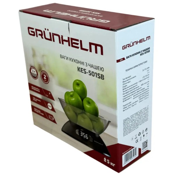 Фото - Весы кухонные Grunhelm KES-501SB
