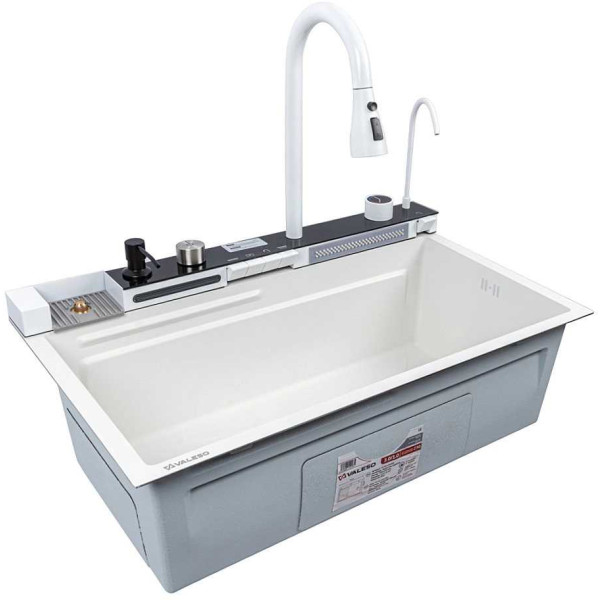 Фото - Мийка кухонна VALESO Handmade "Водоспад" (ДЕКОР) 75x45 біла