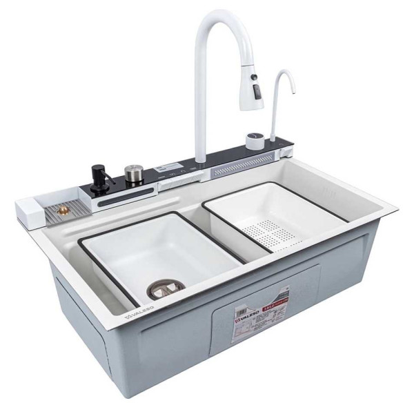 Фото - Мийка кухонна VALESO Handmade "Водоспад" (ДЕКОР) 75x45 біла