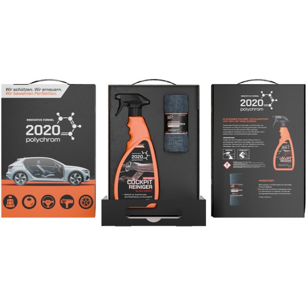 Фото - Поліроль для авто Polychrom 2020 Carton Box SET Glossy Cockpit care з ароматом ванілі 500 мл (мікрофібра) ''COCKPIT REINIGER'' (1583)