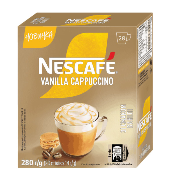 Фото - Кава розчинна Nescafe Vanilla Cappuccino 20 стіків по 14 г