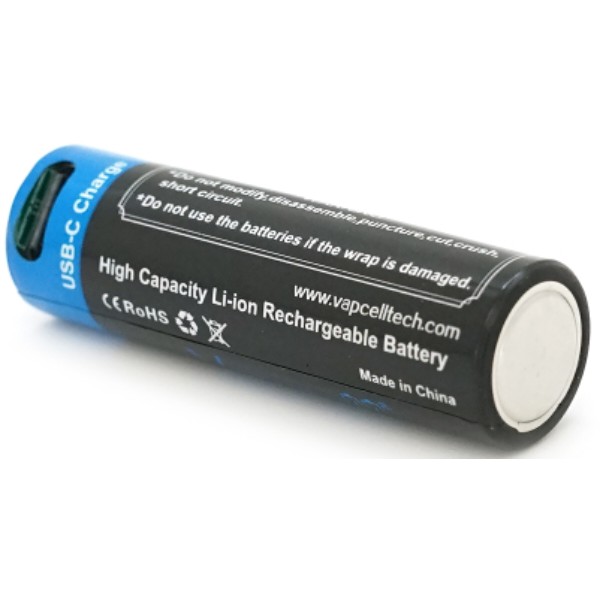 Фото - Аккумулятор тип 14500 Vapcell Li-Ion P1422A, 2250mAh, 1.5V AA 3.4Wh, USB type-c