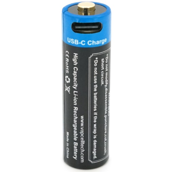 Фото - Аккумулятор тип 14500 Vapcell Li-Ion P1422A, 2250mAh, 1.5V AA 3.4Wh, USB type-c