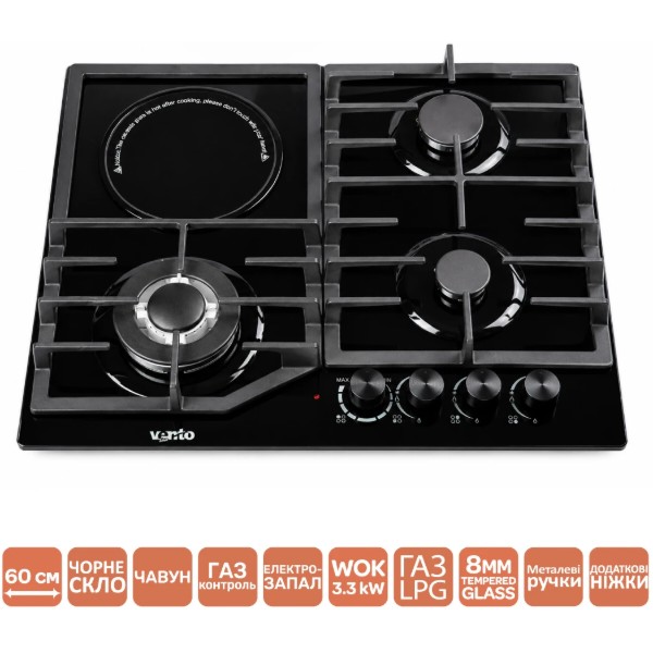 Фото - Варильна поверхня комбінована Ventolux HG631 L11G CEST (BK)