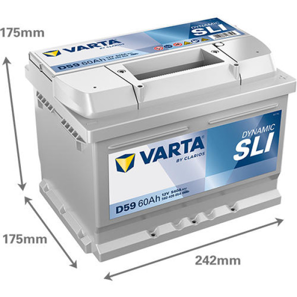 Фото - Акумулятор для ДБЖ Varta Dynamic SLI 12В 60Аг 540А L+ (560127054)