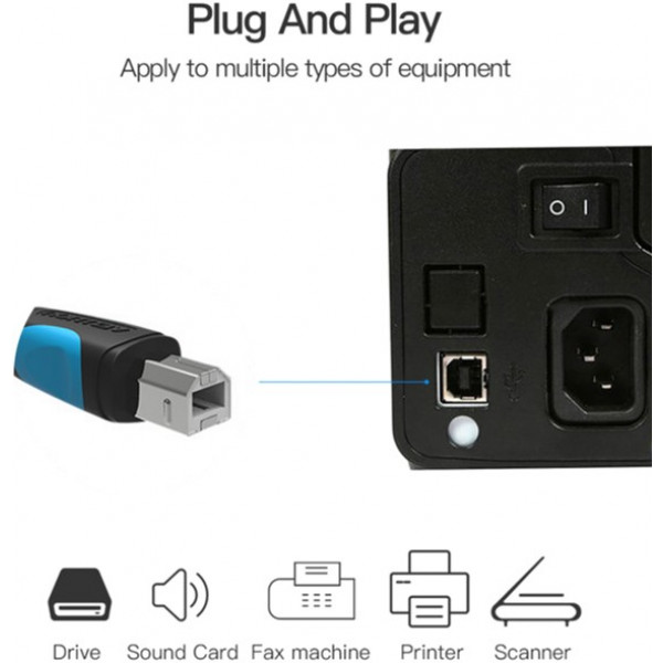 Фото - Кабель USB type A - USB type B Vention USB A Male - B Male Print 1m (VAS-A16-B100)