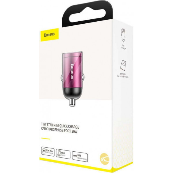 Фото - Автомобильное зарядное устройство Baseus Tiny Star Mini QC USB Port 30W Pink (VCHX-A04)