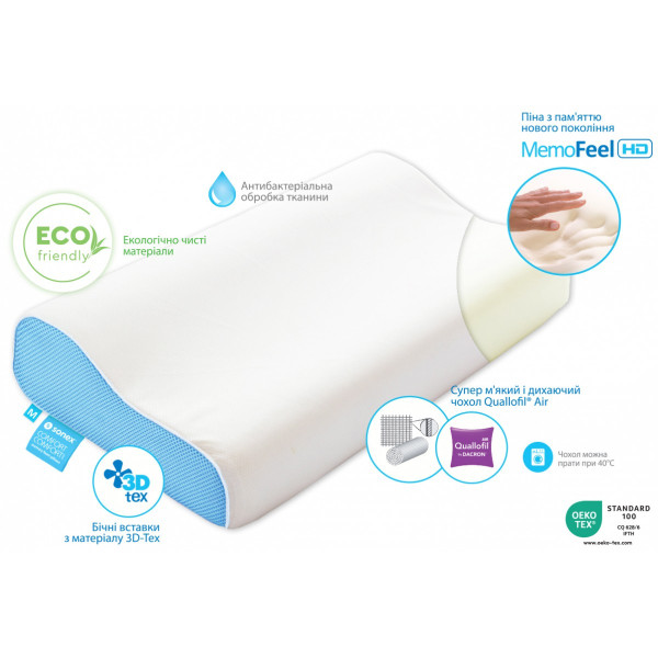 Фото - Подушка ортопедическая Sonex Анатомическая с памятью Comfort Wave 40x60x11/9 см (SO102070)