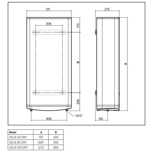 Фото - Водонагрівач Ariston VELIS PRO DRY WIFI 100 EU