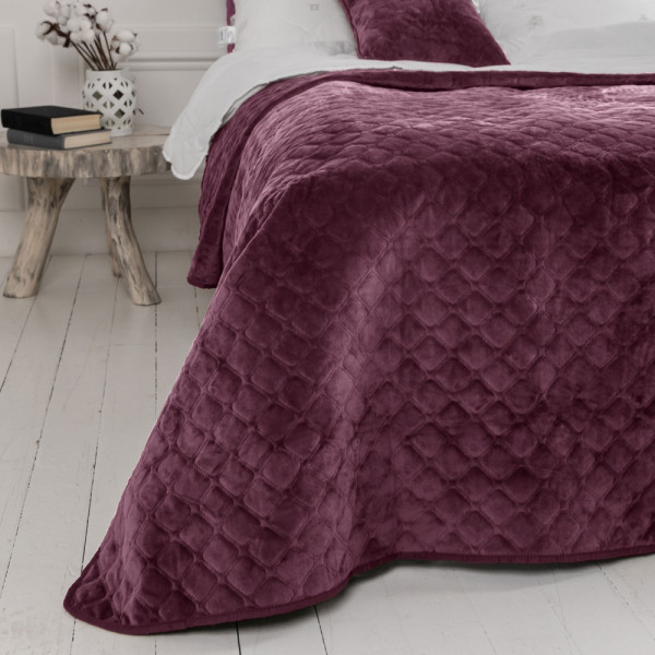 Фото - Покривало двоспальне ТЕП Velour 240х260 см Бордо/Ромб круглий (4-00518_22871)