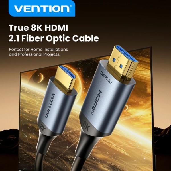 Фото - Кабель HDMI Vention HDMI M - M, 30.0м, V2.1, Optical 8K 60Гц 48Gbps Aluminum Alloy gray (ALTHT)