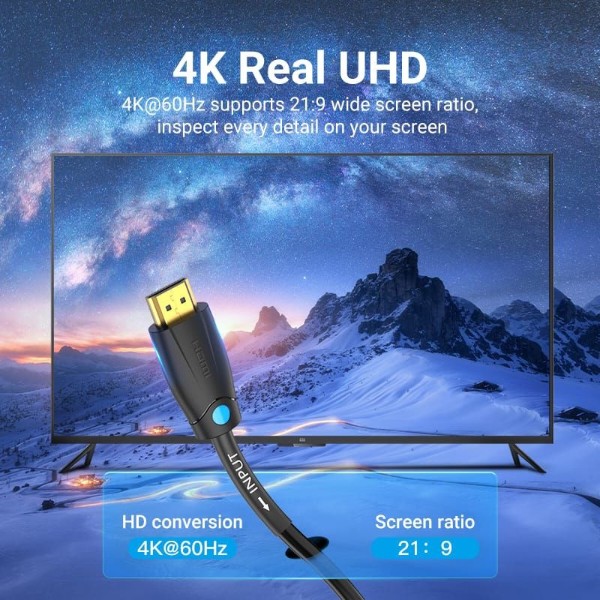 Фото - Кабель HDMI Vention HDMI M - M 5.0 м V2.0 Engineering 4K PVC Black (AAMBJ)