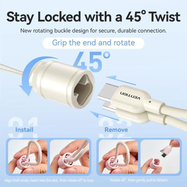 Фото - Батарея мобільна Vention 10000mAh 22,5W PD, QC USB-A/2xUSB-C Pink (FKAP0-C)