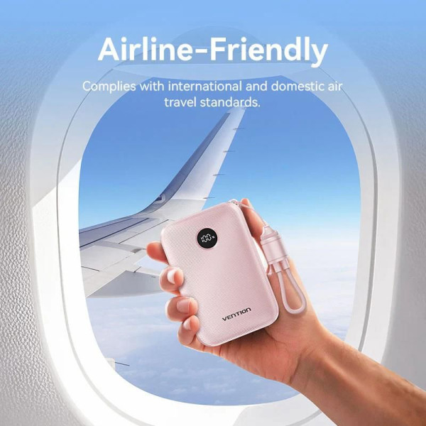 Фото - Батарея мобільна Vention 10000mAh 22,5W PD, QC USB-A/2xUSB-C Pink (FKAP0-C)