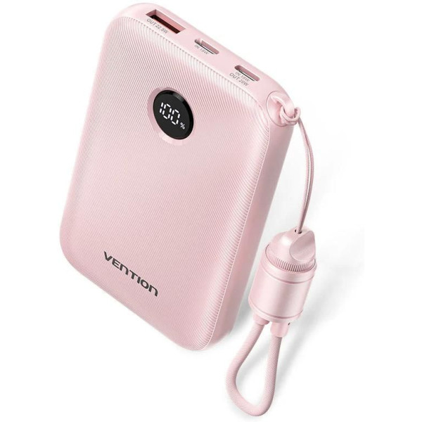 Фото - Батарея мобільна Vention 10000mAh 22,5W PD, QC USB-A/2xUSB-C Pink (FKAP0-C)