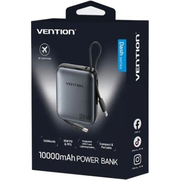 Фото - Батарея мобильная Vention 10000mAh 35W PD, USB-C In/Out (FHFH0)