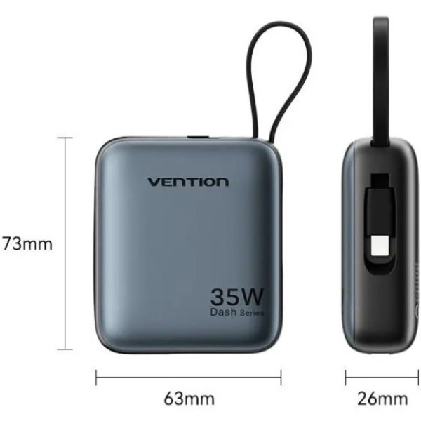 Фото - Батарея мобильная Vention 10000mAh 35W PD, USB-C In/Out (FHFH0)