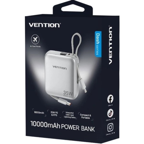 Фото - Батарея мобильная Vention 10000mAh 35W PD, USB-C In/Out (FHFN0)