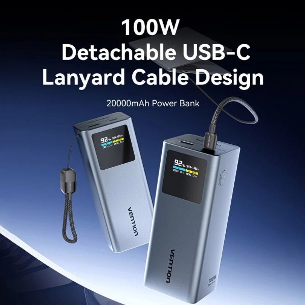 Фото - Батарея мобильная Vention 20000mAh 100W PD,QC3.0, USB-A,USB-C In/Out (FKCH0)