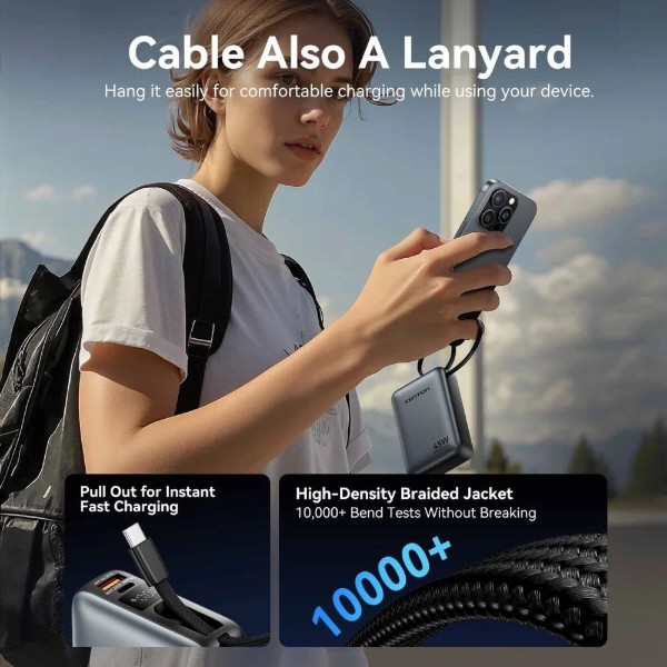 Фото - Батарея мобильная Vention 20000mAh 45W PD3.1, USB-A, USB-C In/Out (FHGN0)