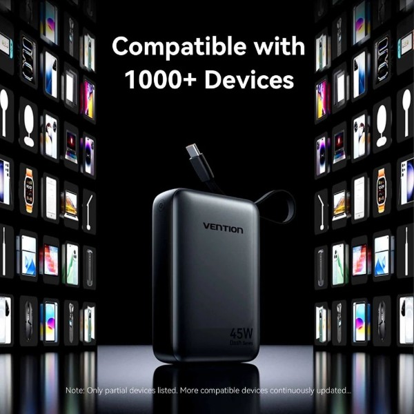Фото - Батарея мобильная Vention 20000mAh 45W PD3.1, USB-A, USB-C In/Out (FHGN0)