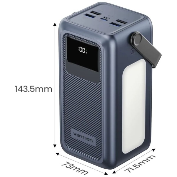 Фото - Батарея мобільна Vention 50000mAh 22.5W with Built-in cables Gray (FKWH0)
