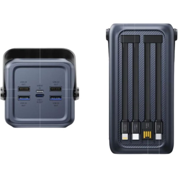 Фото - Батарея мобільна Vention 50000mAh 22.5W with Built-in cables Gray (FKWH0)