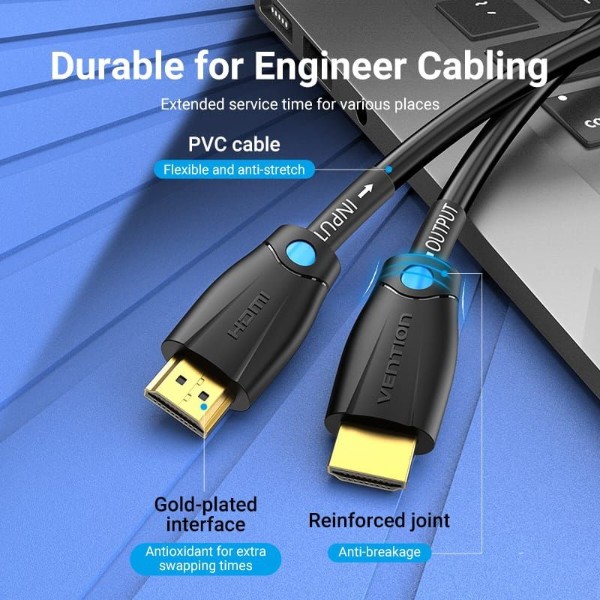 Фото - Кабель HDMI Vention HDMI M - M 5.0 м V2.0 Engineering 4K PVC Black (AAMBJ)
