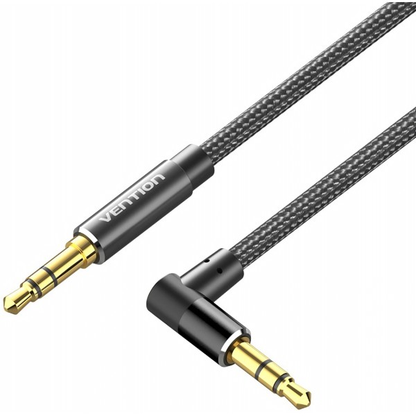 Фото - Кабель 3.5 мм - 3.5 мм Vention AUX Audio TRS M/M, кут 90°, 1.0м, Nylon Braided black (BAZBF) Фото - Кабель 3.5 мм - 3.5 мм Vention AUX Audio TRS M/M, кут 90°, 1.0м, Nylon Braided black (BAZBF)