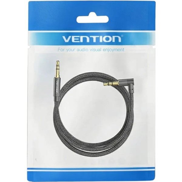 Фото - Кабель 3.5 мм - 3.5 мм Vention AUX Audio TRS M/M, кут 90°, 1.0м, Nylon Braided black (BAZBF)