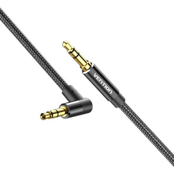 Фото - Кабель 3.5 мм - 3.5 мм Vention AUX Audio TRS M/M, кут 90°, 1.0м, Nylon Braided black (BAZBF)