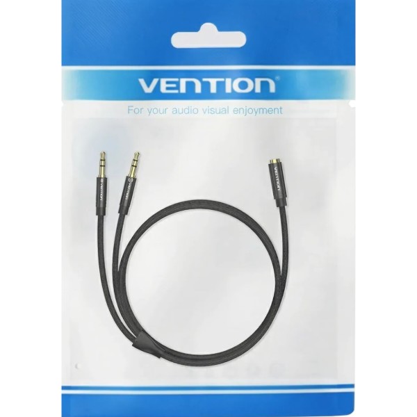 Фото - Кабель 3.5 мм -3.5 мм Vention Audio Jack TRS F -> 2xM, 1.0м, Cotton braided black (BBLBF)