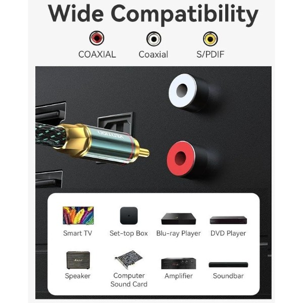 Фото - Кабель USB type A - USB type A Vention AUX coaxial HiFi RCA M/M 1 м Green (BCTGF)