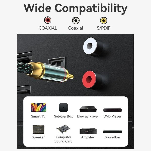 Фото - Кабель USB type A - USB type A Vention AUX coaxial HiFi RCA M/M 5 м Green (BCTGJ)