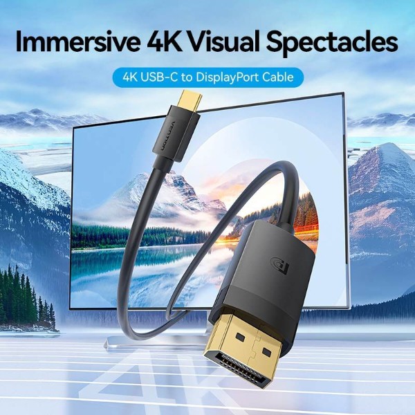 Фото - Кабель Vention USB 3.1 Type-C M - DisplayPort M 1 м Black (CRJBF)