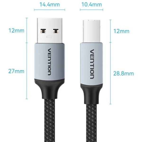 Фото - Кабель USB Type-A - USB Type-A Vention USB 2.0 AM-BM 2 м Gray (CTTHH)