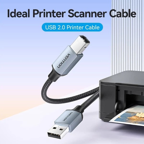 Фото - Кабель USB Type-A - USB Type-A Vention USB 2.0 AM-BM 2 м Gray (CTTHH)