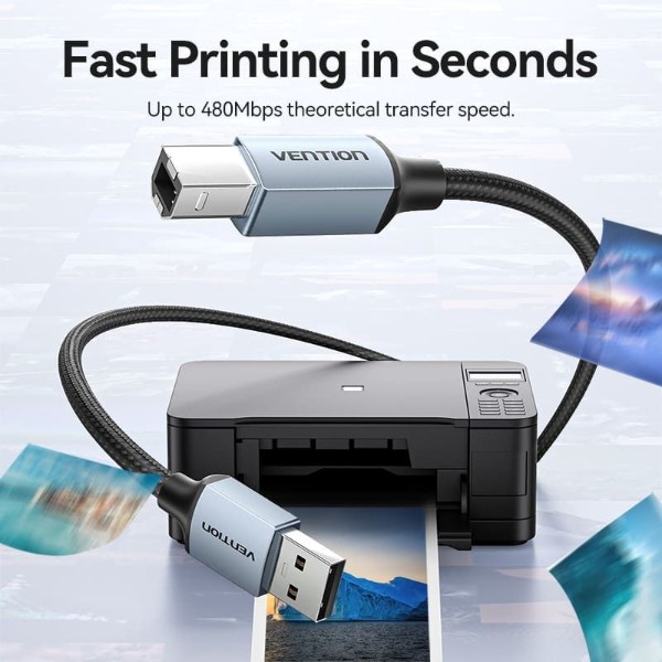 Фото - Кабель USB Type-A - USB Type-A Vention USB 2.0 AM-BM 2 м Gray (CTTHH)