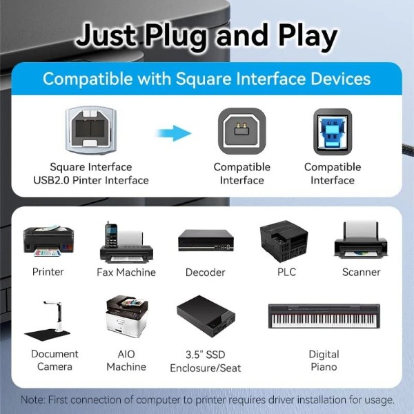 Фото - Кабель USB Type-A - USB Type-A Vention USB 2.0 AM-BM 2 м Gray (CTTHH)