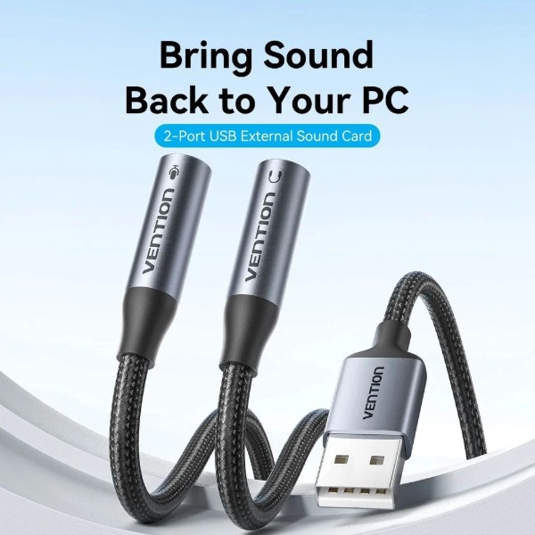 Фото - Звуковая карта Vention USB AUX jack 2*TRS (Mic+Ear) 0.25 м (CVHHC)