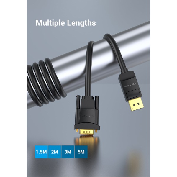 Фото - Кабель Vention DisplayPort M - VGA M 2 м 1080P Black (HBLBH)