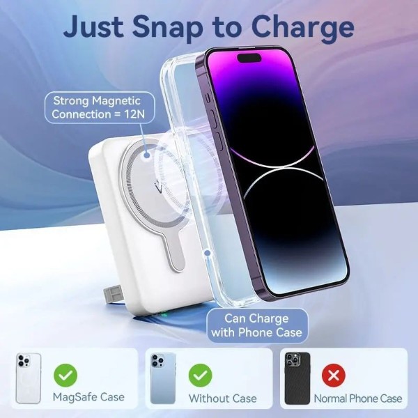 Фото - Батарея мобільна Vention Magnetic Wireless 10000mAh 22.5W USB-C Lightning USB-A White (FHTW0)