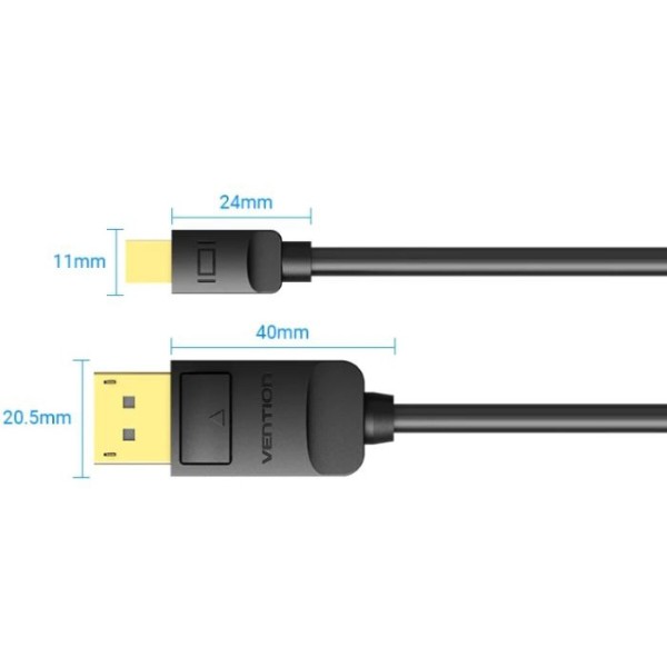 Фото - Кабель Vention Mini DisplayPort - DisplayPort M/M 2 м 4K Black (HAABH)