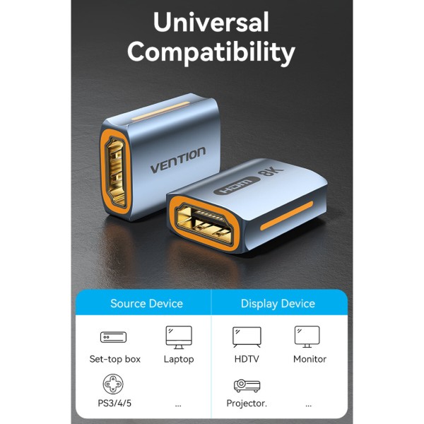 Фото - Переходник HDMI Vention HDMI F -> HDMI F, 8K 60Гц, Aluminium alloy blue (AIUH0)