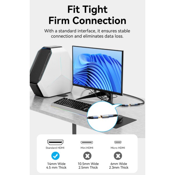 Фото - Переходник HDMI Vention HDMI F -> HDMI F, 8K 60Гц, Aluminium alloy blue (AIUH0)