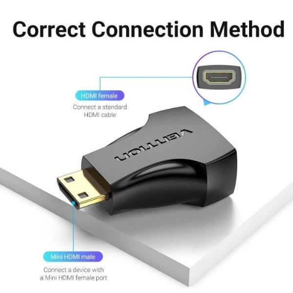 Фото - Переходник HDMI Vention HDMI F -> mini HDMI M, 4K 60Гц black (AISB0)