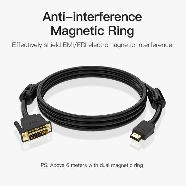Фото - Кабель HDMI - DVI Vention HDMI M - DVI (24+1 24+5), 5.0 м (ABFBJ)
