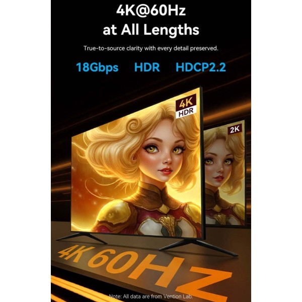 Фото - Кабель HDMI Vention HDMI M - M, 60.0м, V2.0, Optical 4K 60Гц Black Zinc Alloy (ALSBAE)